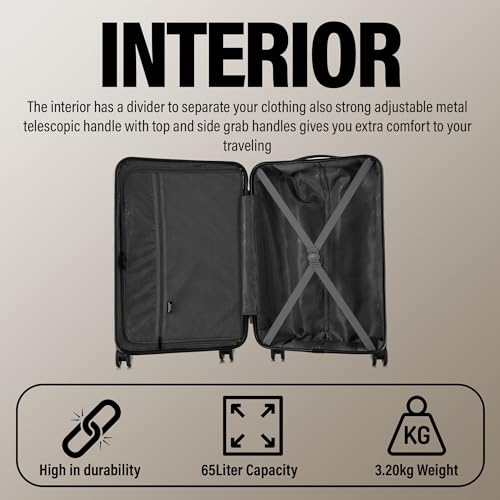 Thumbnail 5 de ATX Luggage Medium 65L Suitcase with 4 Dual Spinner Wheels and TSA Lock