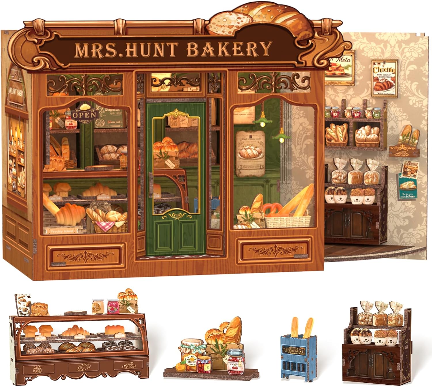 Thumbnail 6 de Cutefun Book Nook Kit – Maison Miniature en Bois à assembler avec Éclairage LED (Blossom Florists)