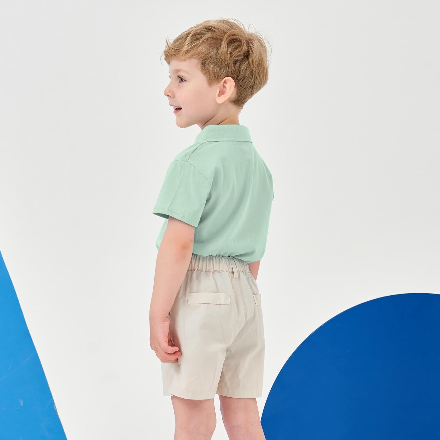 Detalle de Volunboy Toddler Boys Summer Clothes: Short Sleeve Polo & Elastic Shorts Set (1–6 Years)