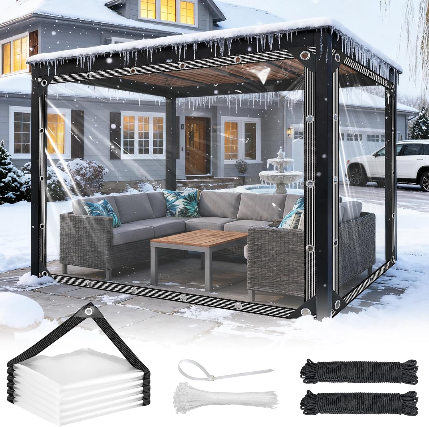 Detalle de Clear PVC Tarp, 10 x 12 ft