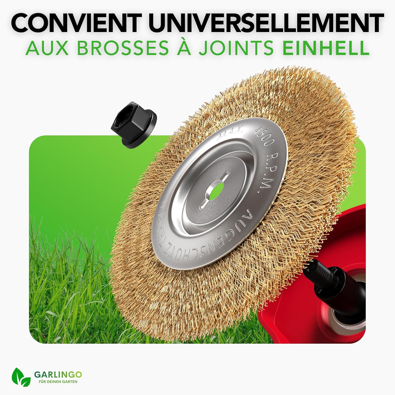 Detalle 2 de GARLINGO Brosse à joints de rechange compatible (largeur 10 mm) pour brosses à joints Einhell BG-EG 1410, GC-EG 1410, GC-CC 18 Li