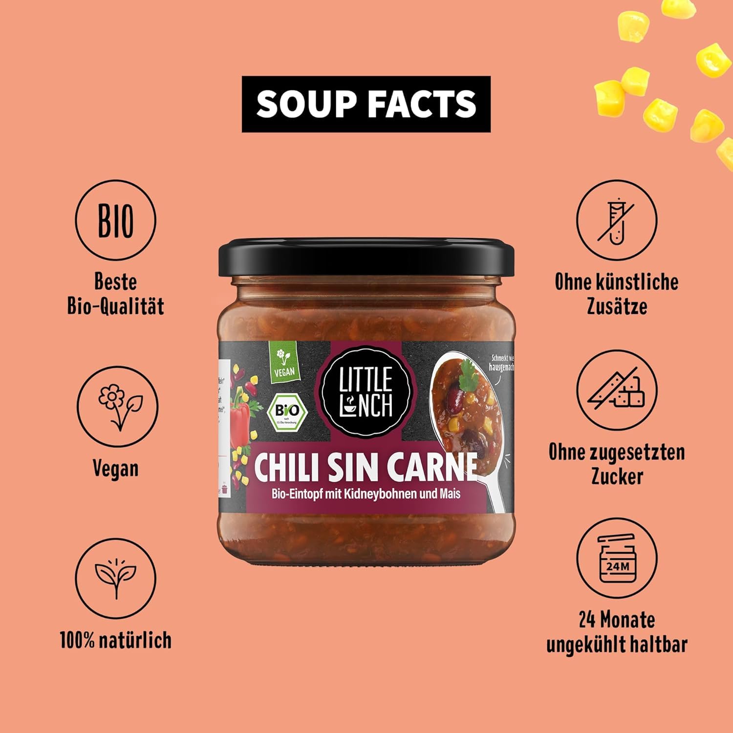 Thumbnail 5 de Little Lunch Bio Eintopf Chili Sin Carne – 6x350 ml, 100% Bio, Vegan & Glutenfrei