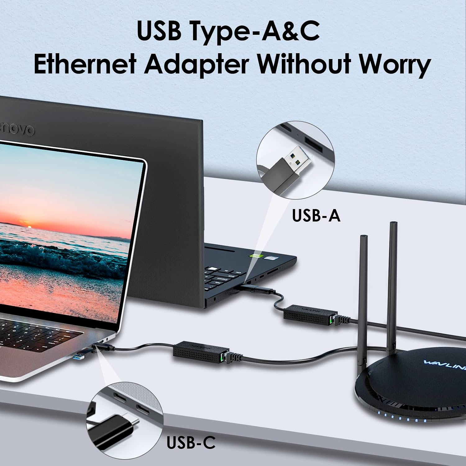Detalle 2 de WAVLINK 2.5G USB LAN Adapter for laptops 📡