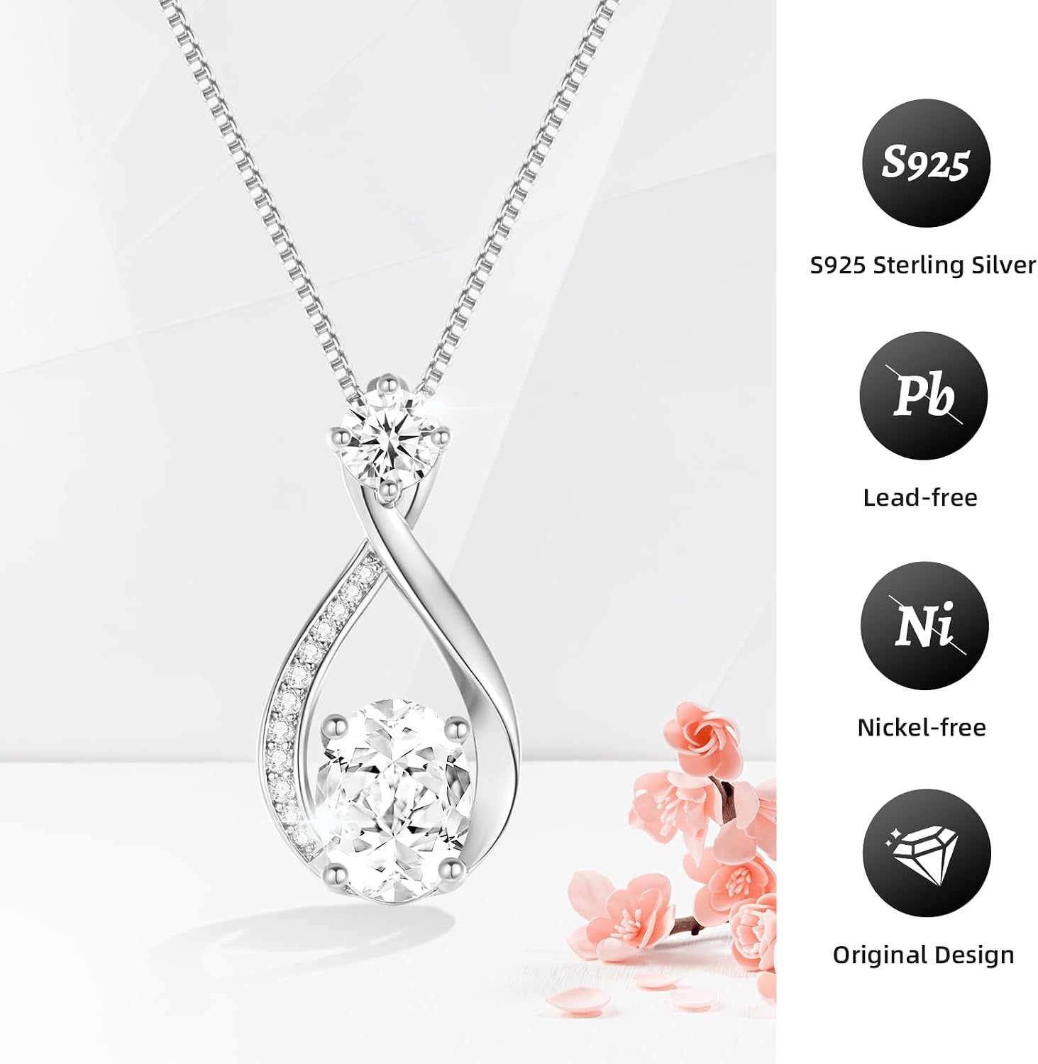 Thumbnail 4 de geweio 1.5CT Moissanite Infinity Pendant Necklace 💍