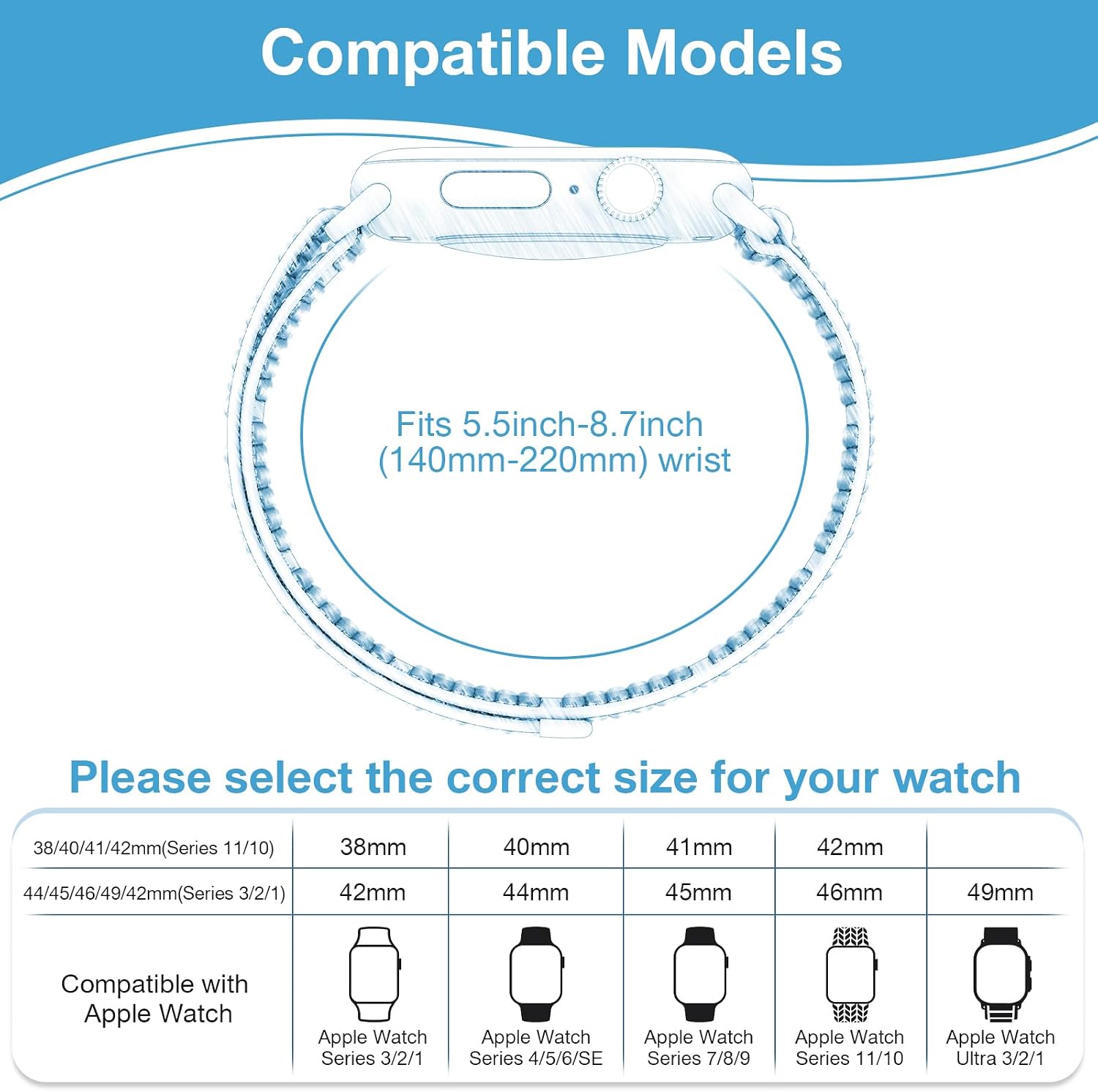 Detalle 2 de JNN Nylon Sport Loop Apple Watch Band, Seashell, Washable Recycled Nylon