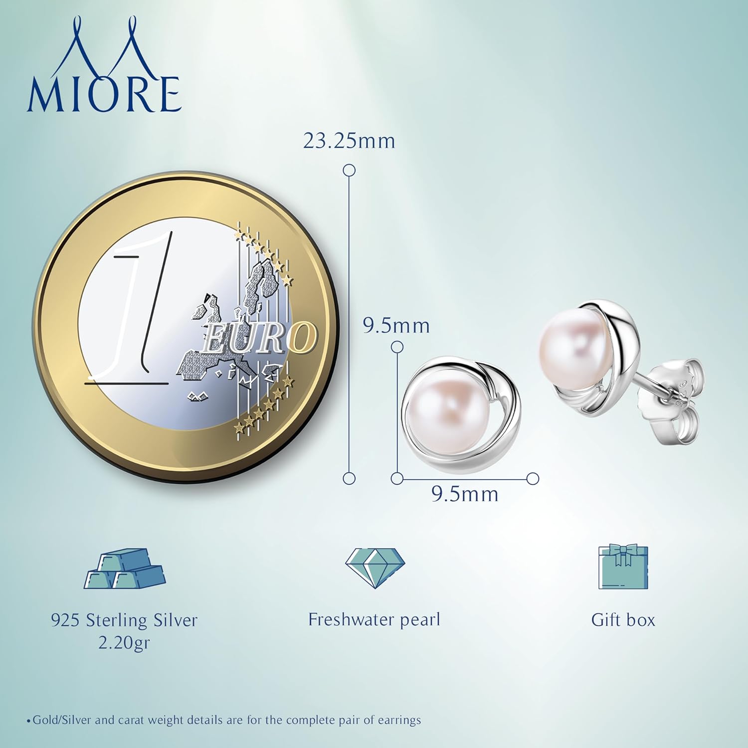 Detalle de MIORE Orecchini Perla 6 mm