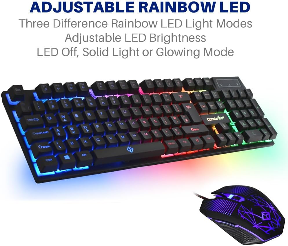 Thumbnail 1 de Combrite Raptor gaming keyboard and mouse set with large rainbow LED mouse mat (UK layout)