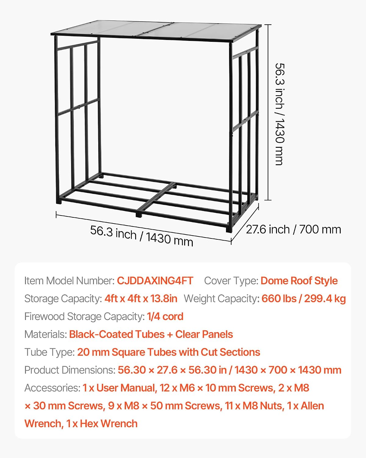 Thumbnail 6 de VEVOR Firewood Rack 1/4 Cord