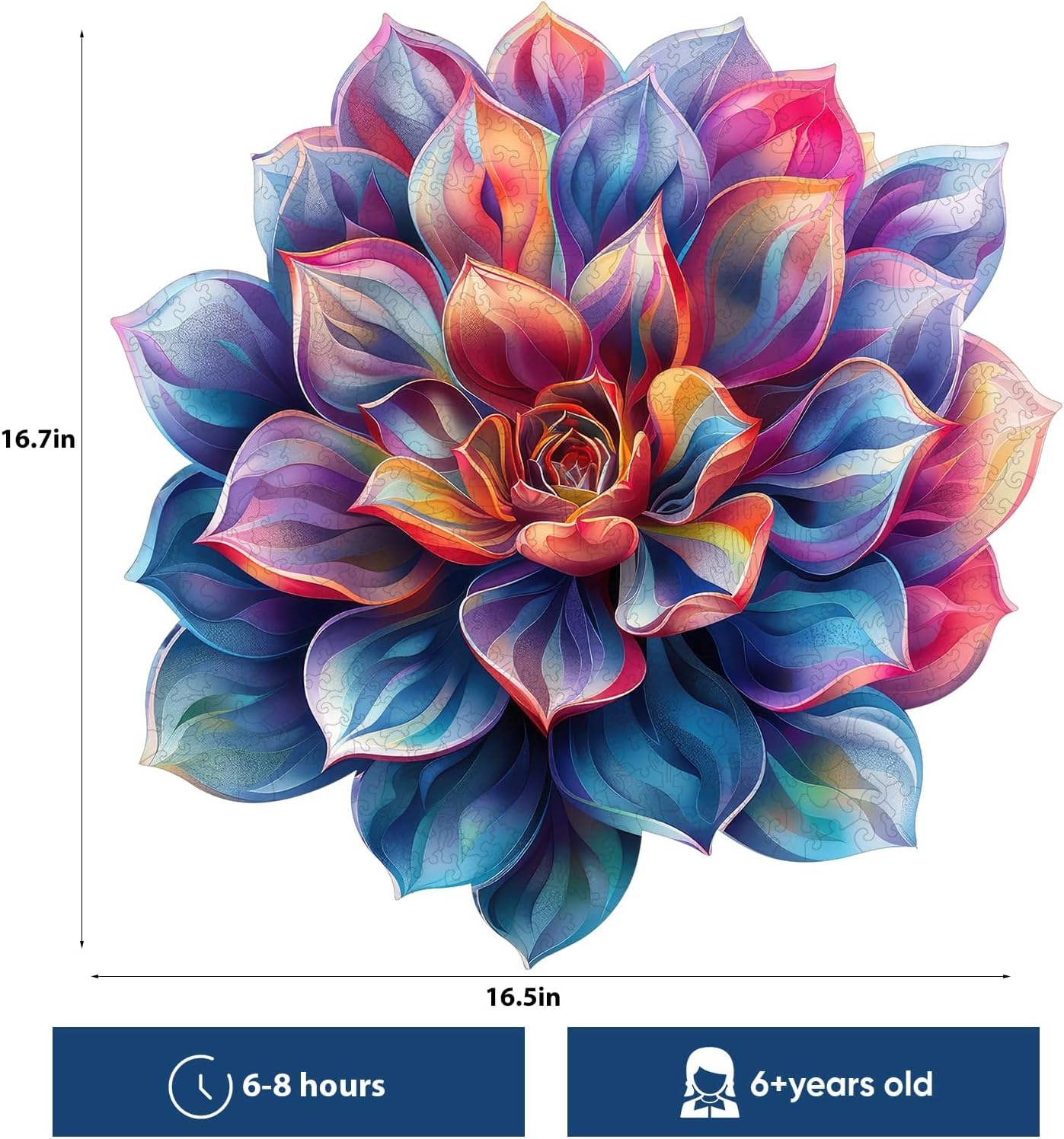 Thumbnail 4 de Reouinty 500-Piece Flower Succulent Wooden Puzzle 🧩
