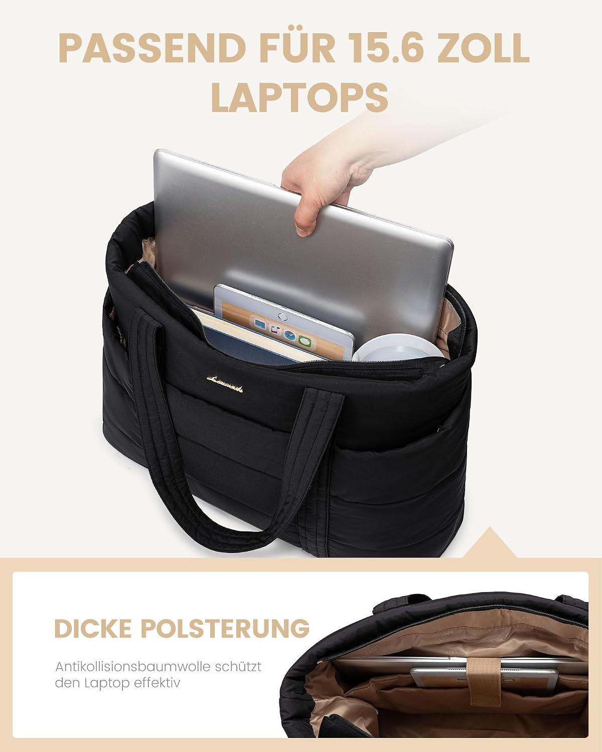 Thumbnail 3 de LOVEVOOK Laptop Handtasche Damen 15,6 Zoll Grün