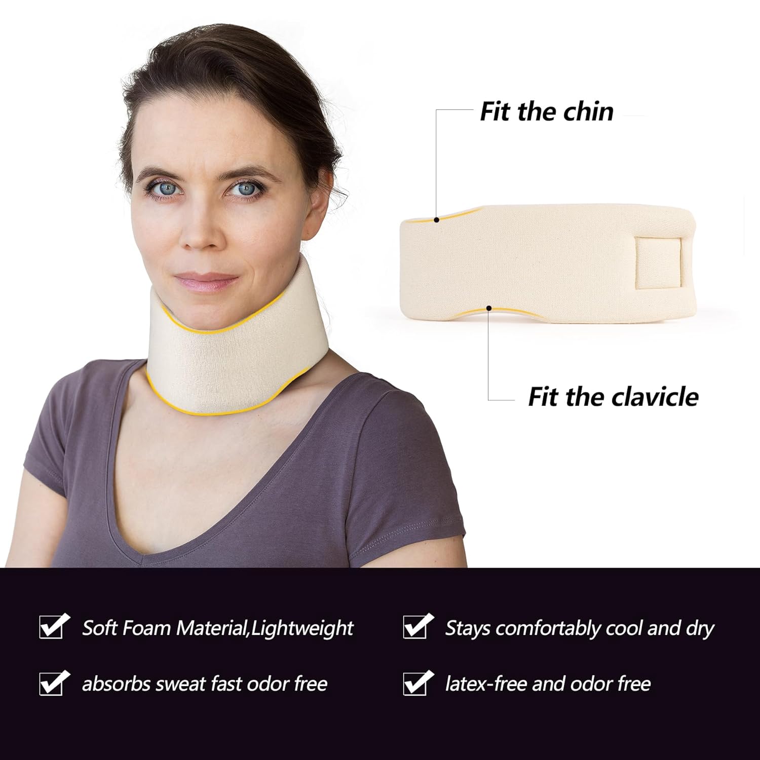 Thumbnail 2 de Cozyhealth Soft Foam Neck Brace: Adjustable Cervical Collar for Pain Relief and Sleep Support