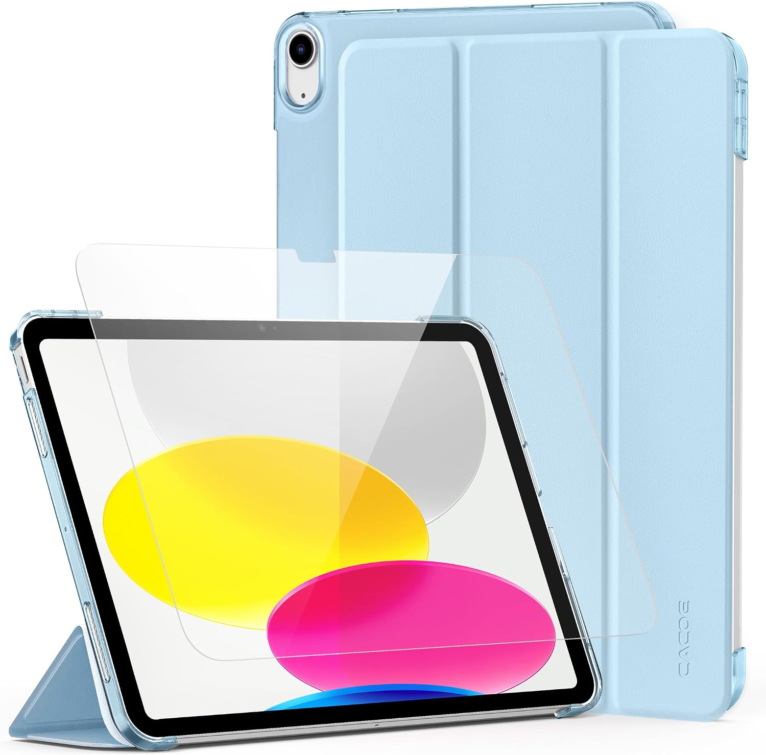 Detalle de CACOE Case for iPad A16 11th/10th Generation with Screen Protector (11/10.9 inch) – Light Blue