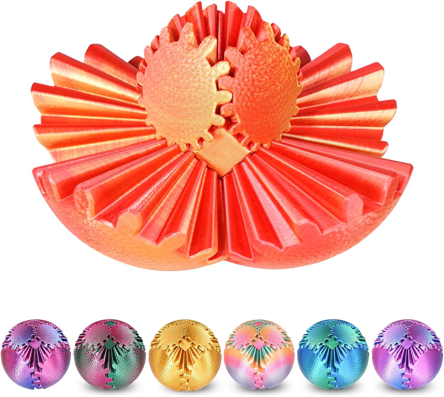 Olee Odee Gear Ball Fidget Spielzeug Steampunk Zahnrad-Kugel (Rot, 8 cm)