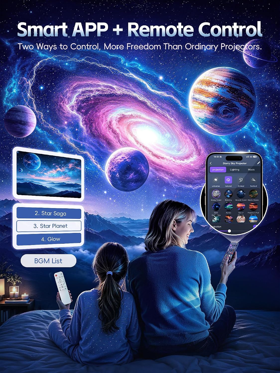 Detalle 2 de One Fire SK19 Pro 3D Galaxy Projector with 60 Scenes and Bluetooth Speaker
