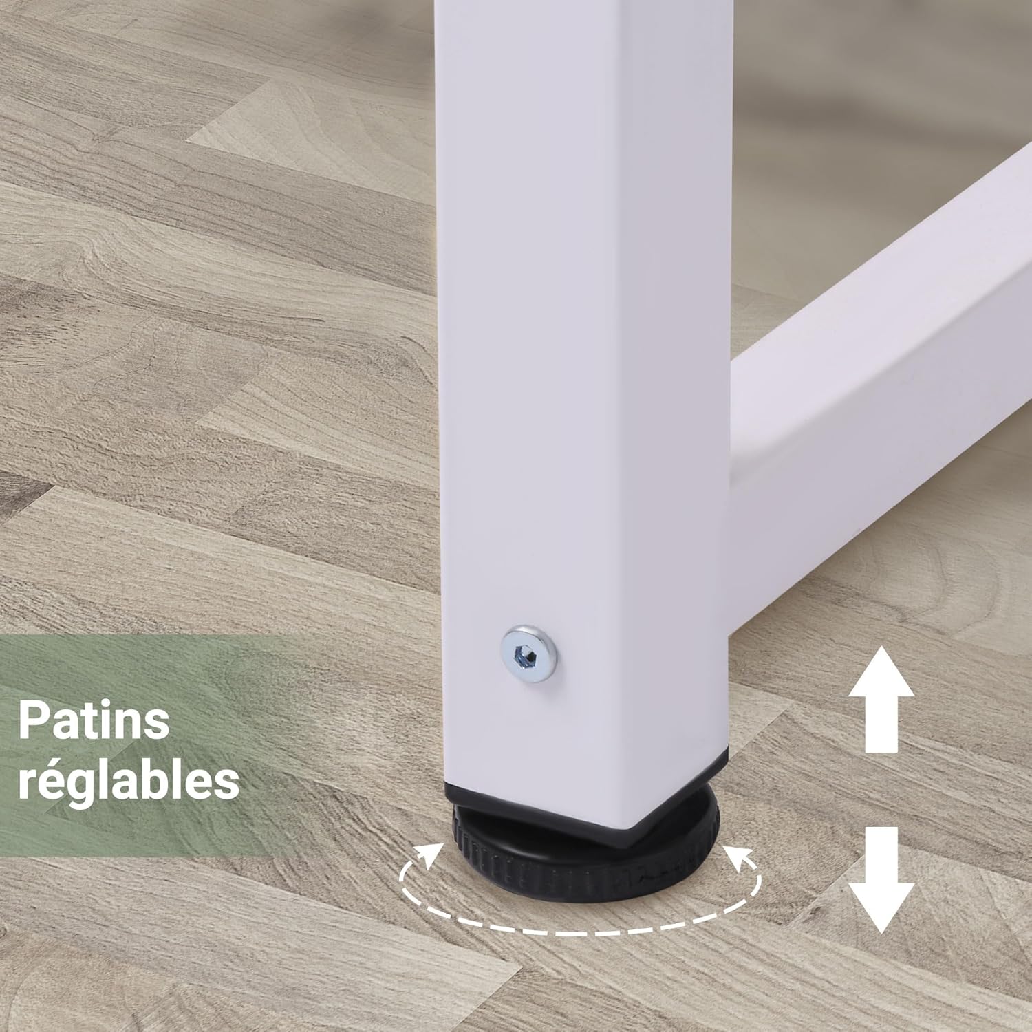 Detalle de Table multifonction HOMCOM pour ordinateur, plateau XXL en blanc (120 x 60 x 76 cm)