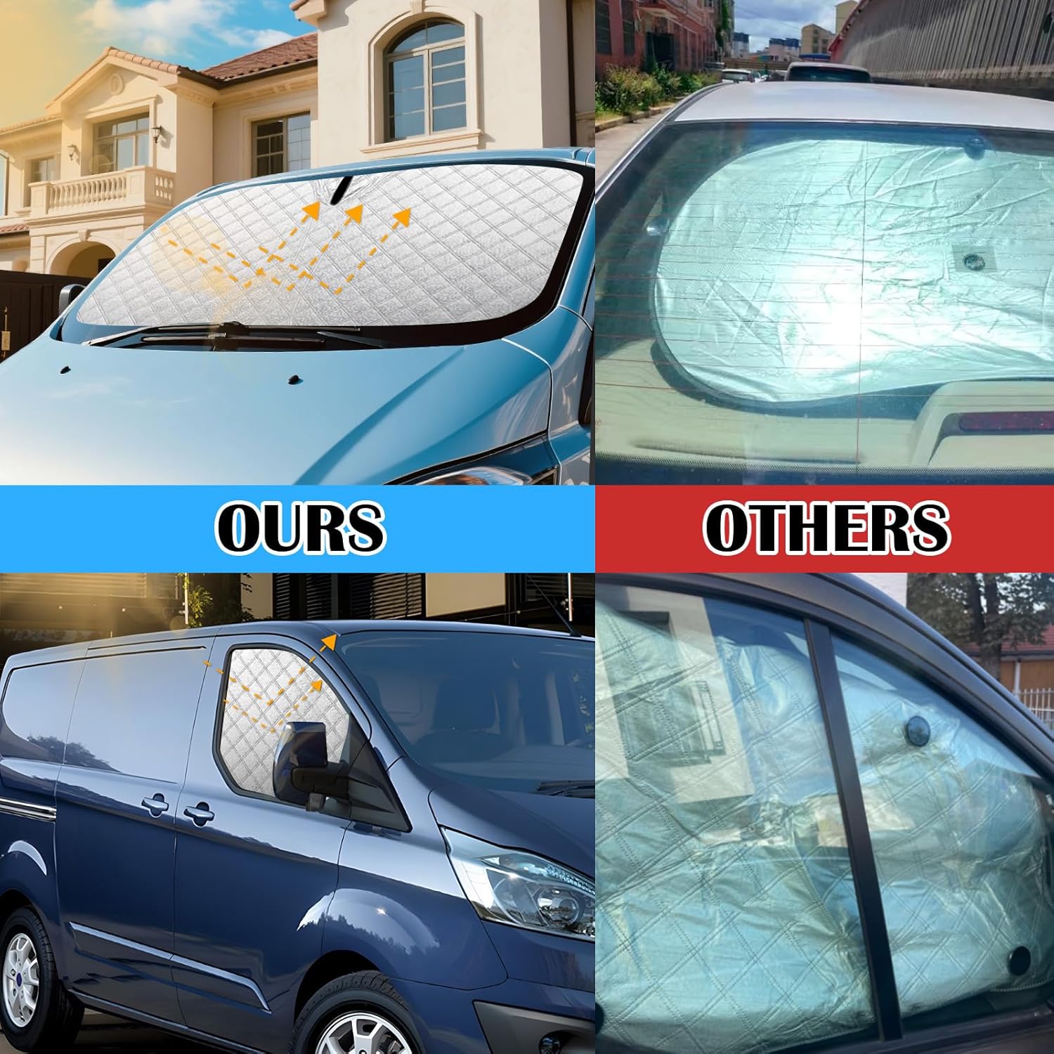 Thumbnail 5 de ZATOOTO Windscreen Sun Shade for Ford Transit Custom (Set of 3) – magnetic thermal blinds and thick windscreen cover