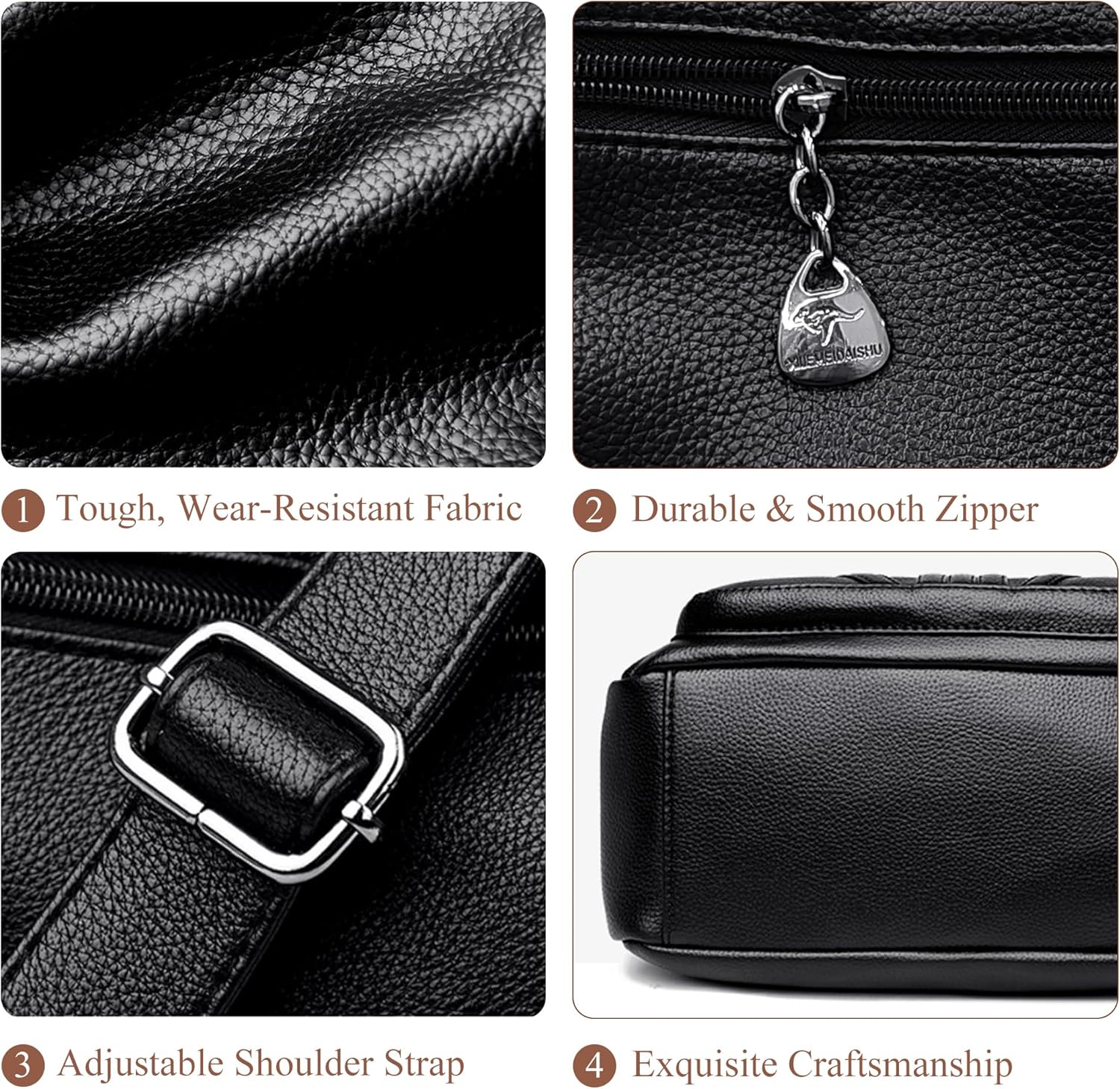 Detalle de Gluckstar Sac à Main Femme Porté Épaule Cros(s)body — PU Étanche Moyen, 27x15x23 cm, Compartiments Multiples