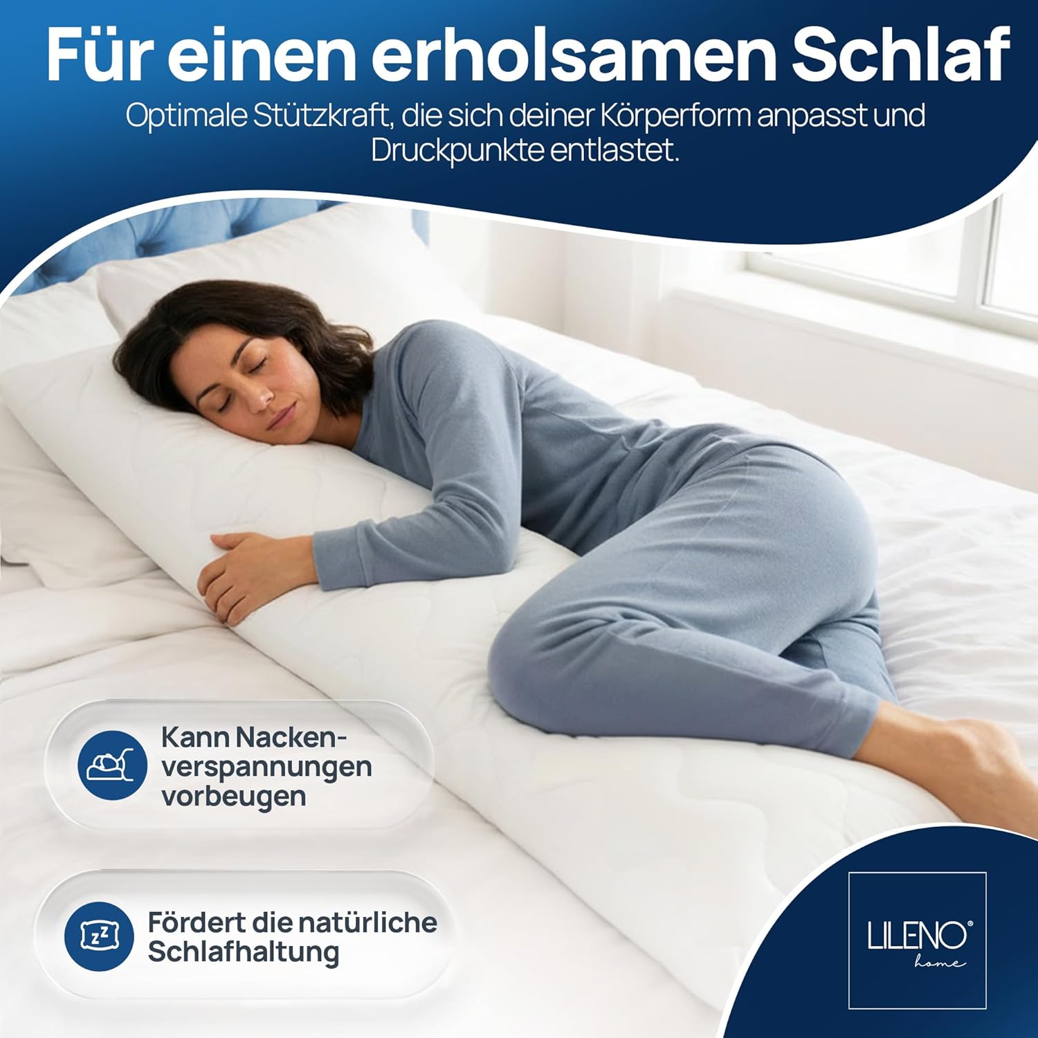 Thumbnail 4 de LILENO HOME Seitenschläferkissen 40 x 145