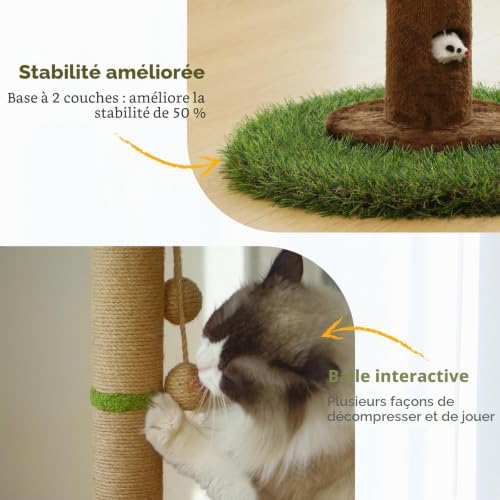 Thumbnail 6 de Woochpet Arbre à chat d’intérieur 90 cm avec corde en sisal et feuilles Monstera 3D