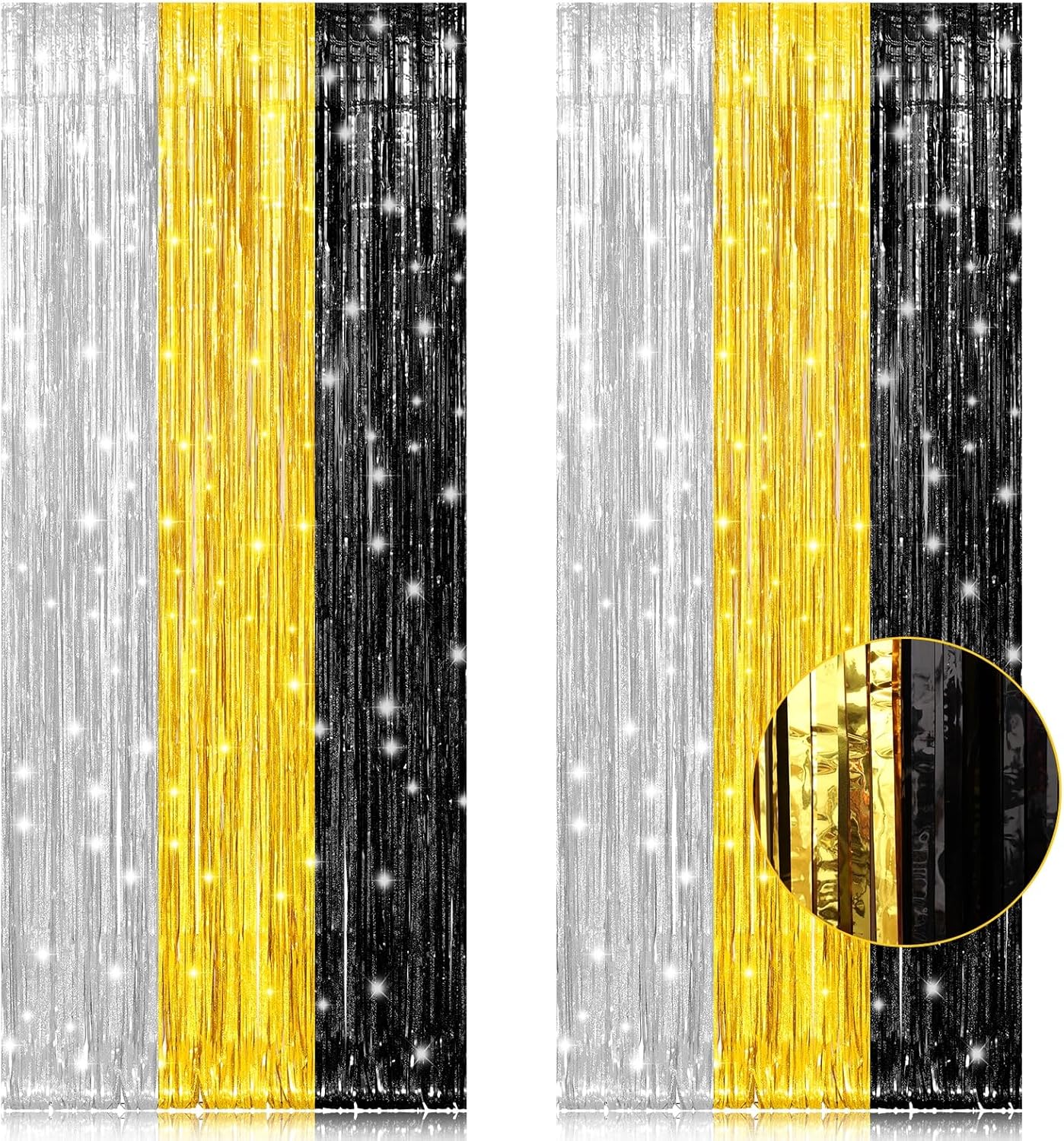 Thumbnail 6 de Black Tinsel Foil Fringe Curtains 3.2ft x 8.2ft 🎉