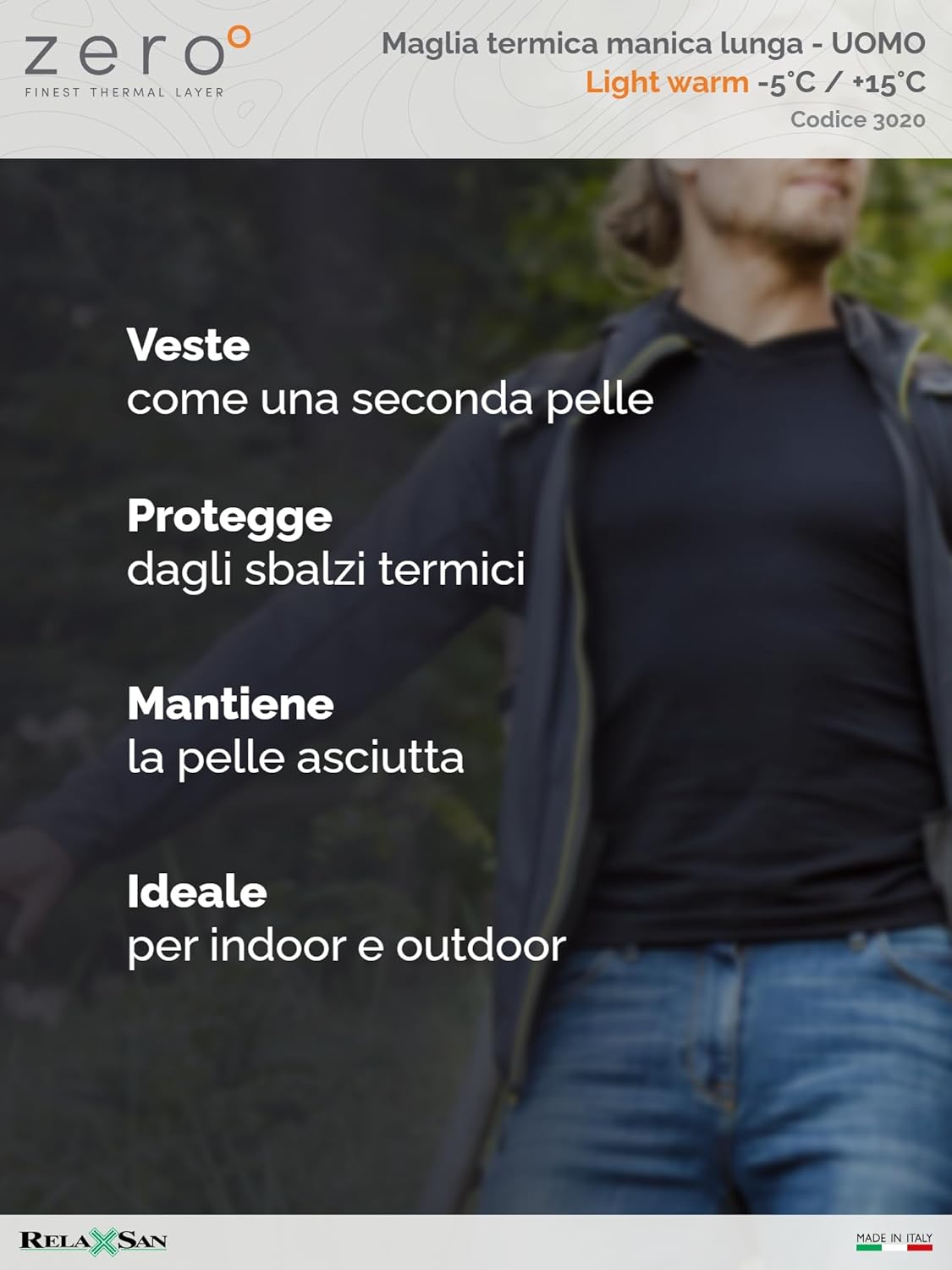 Thumbnail 4 de Relaxsan Zero Maglia Termica Uomo a Manica Lunga con Lana Merino (Made in Italy), cod. 3020