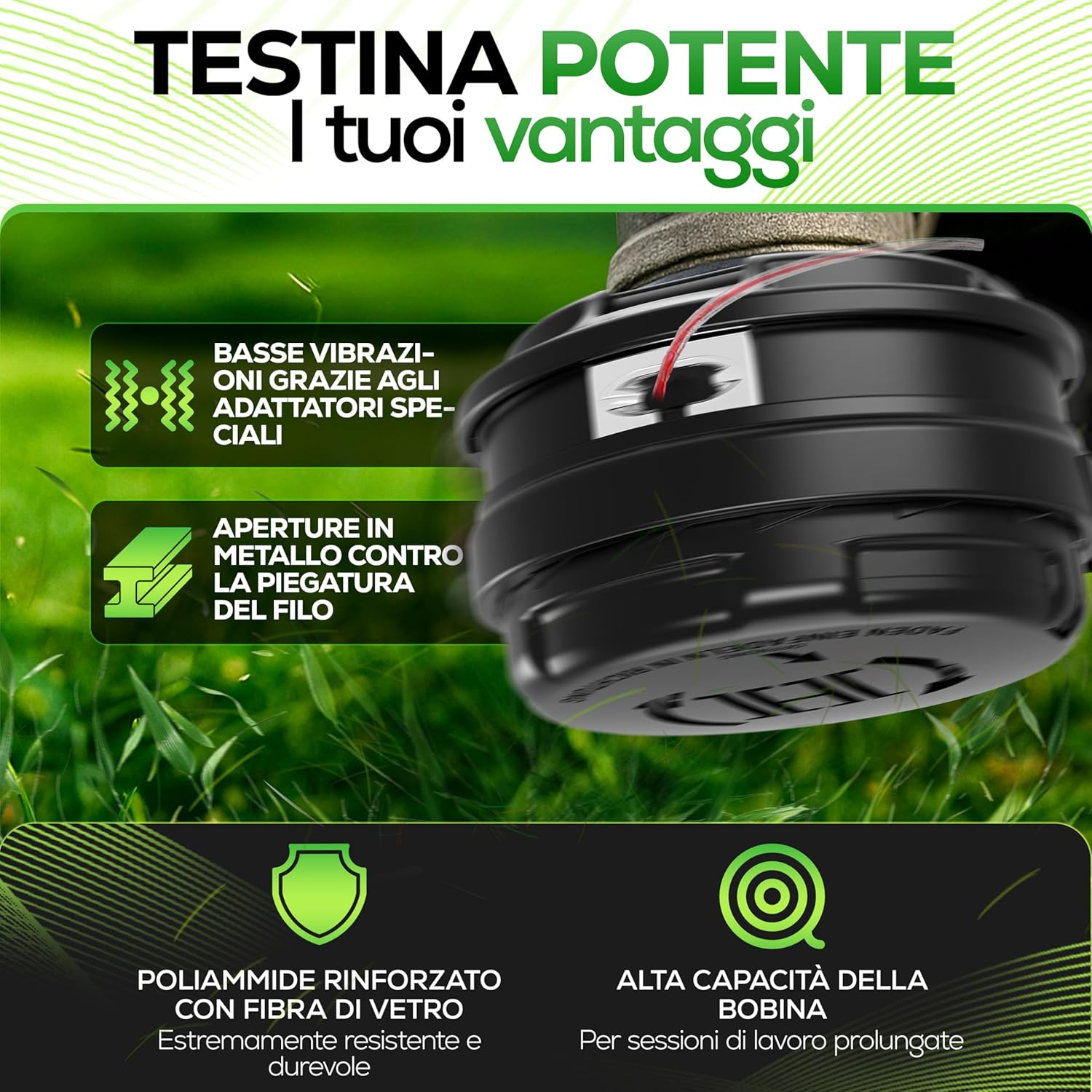 Thumbnail 6 de Heckenpracht testina di filo per decespugliatore con sistema Tap & Go ed Easyload, bobina con 5 adattatori