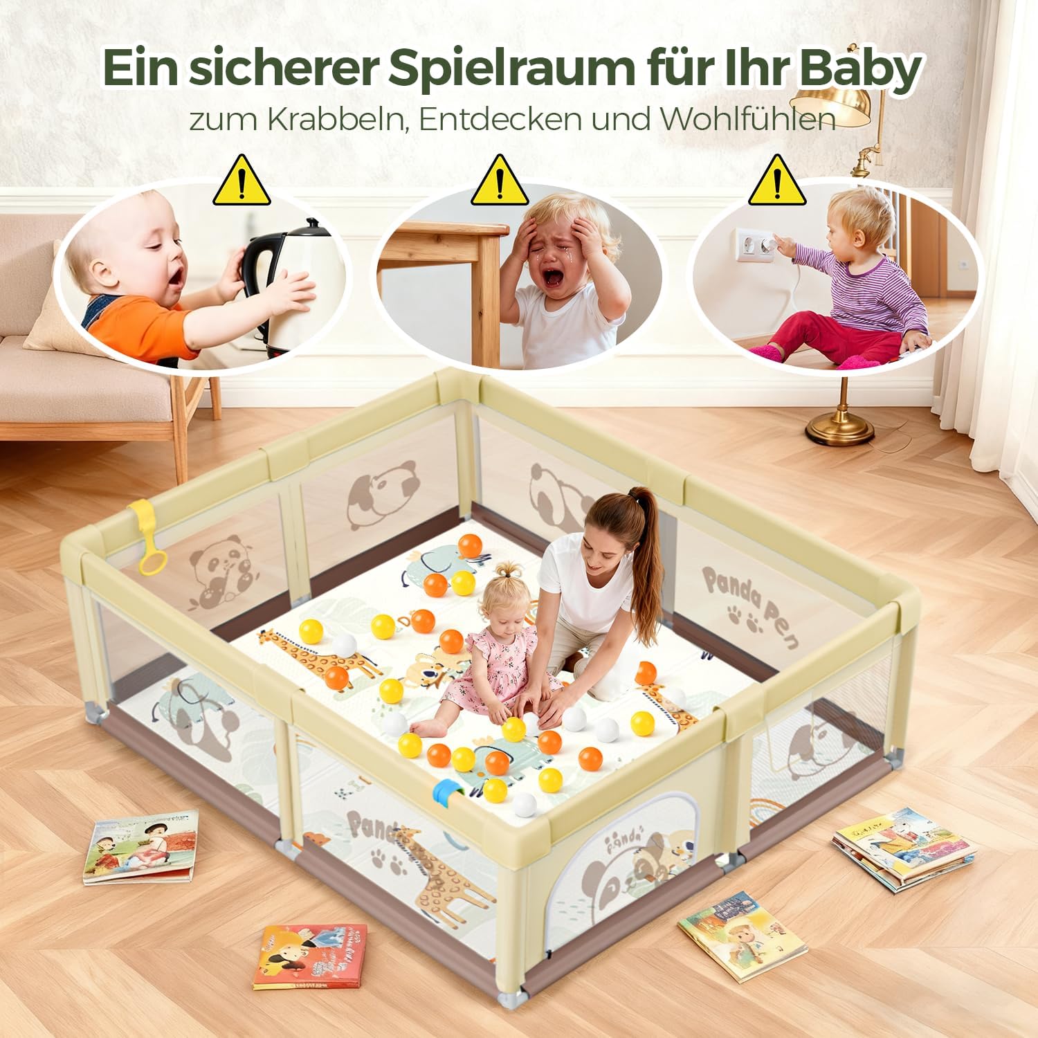 Thumbnail 1 de SOFTHOM Box Bambini 150x180 con Tappeto – Recinto con rete 360° e Tessuto Oxford