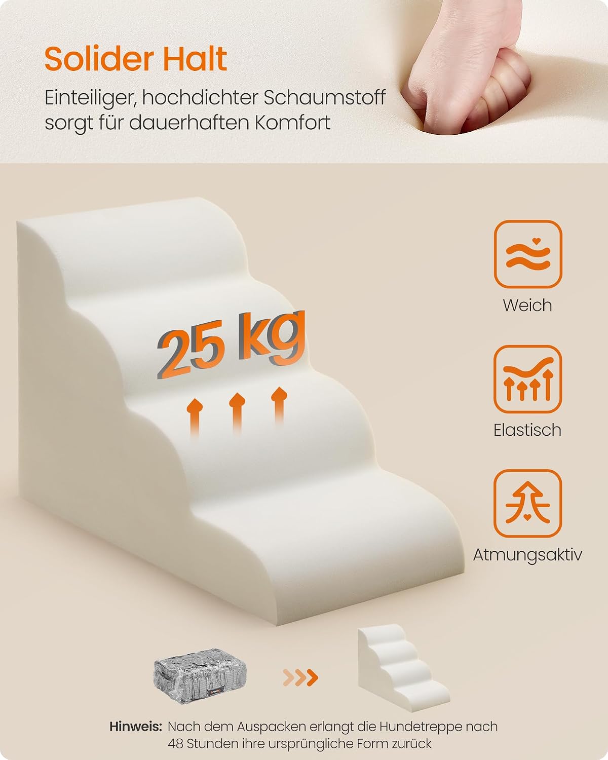 Detalle 2 de Feandrea Hundetreppe mit 4 Stufen