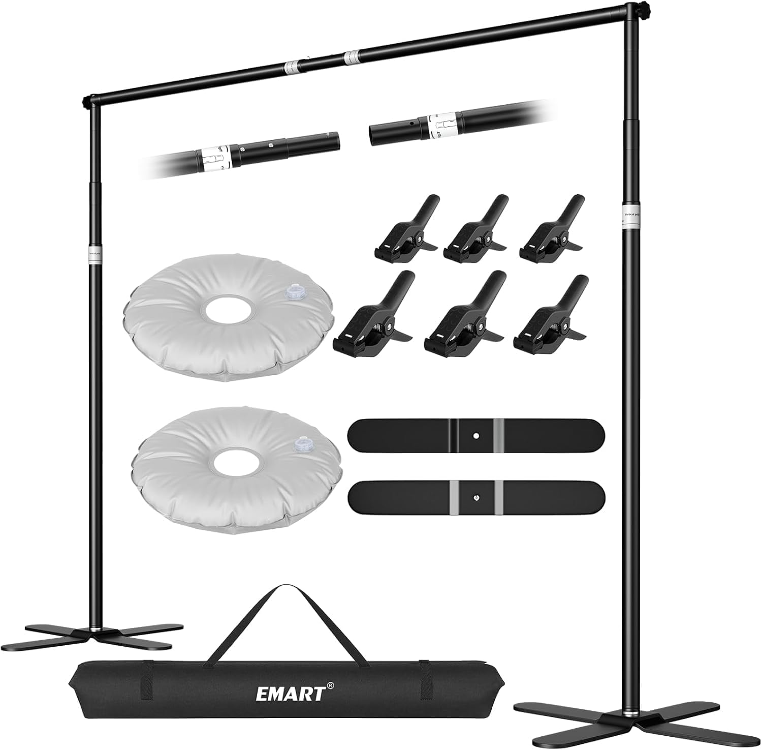 EMART 2.6x3m/8.5x10ft Backdrop Stand with X-Shaped Base – Adjustable Photography Background Support Kit