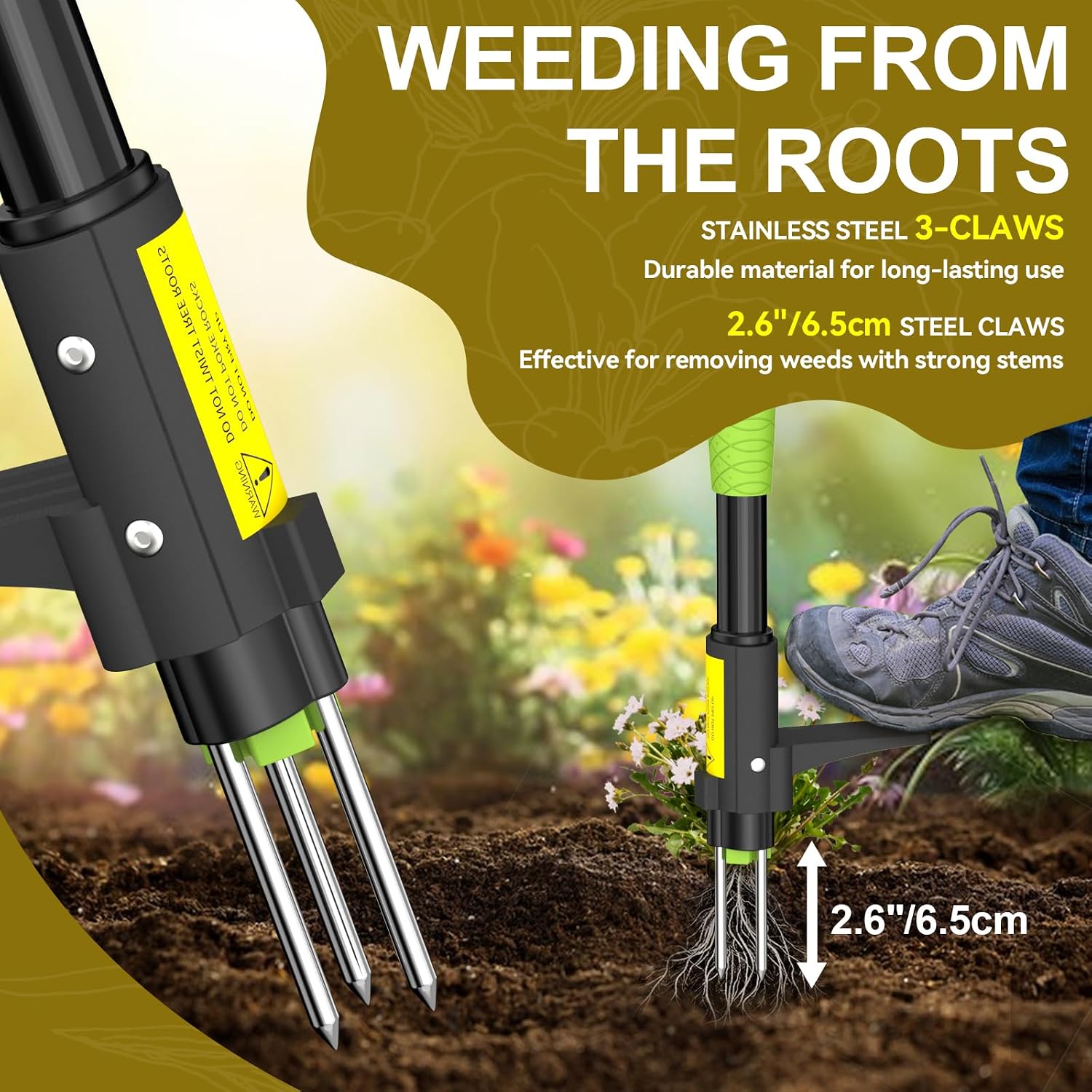 Detalle de Ergohortus Weed Remover Tool — Stand Up Weeder for Root Removal