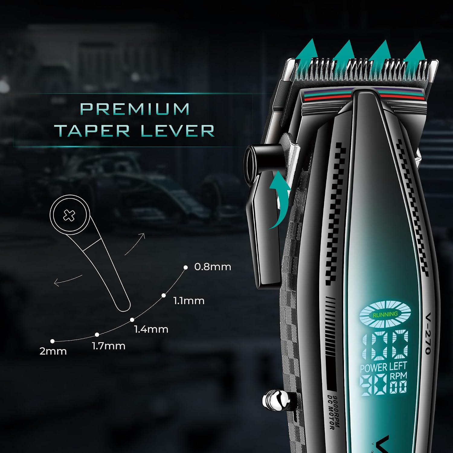 Thumbnail 3 de VGR Hair Clippers for Men: Pro Cordless USB-C Clipper with 9000 RPM, Ceramic Blade & Taper Lever