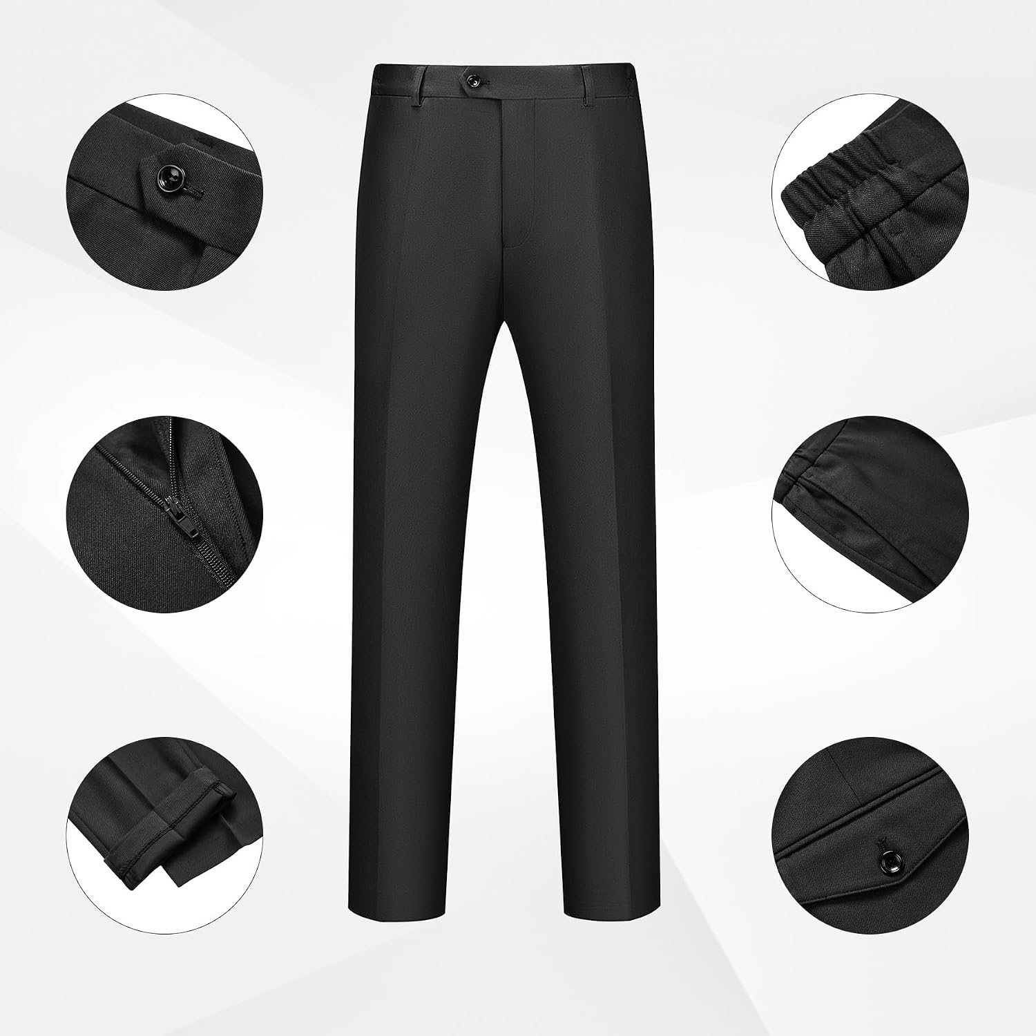 Detalle 2 de WULFUL Men's 2-Piece Slim-Fit Suit with One-Button Blazer and Expandable-Waist Pants