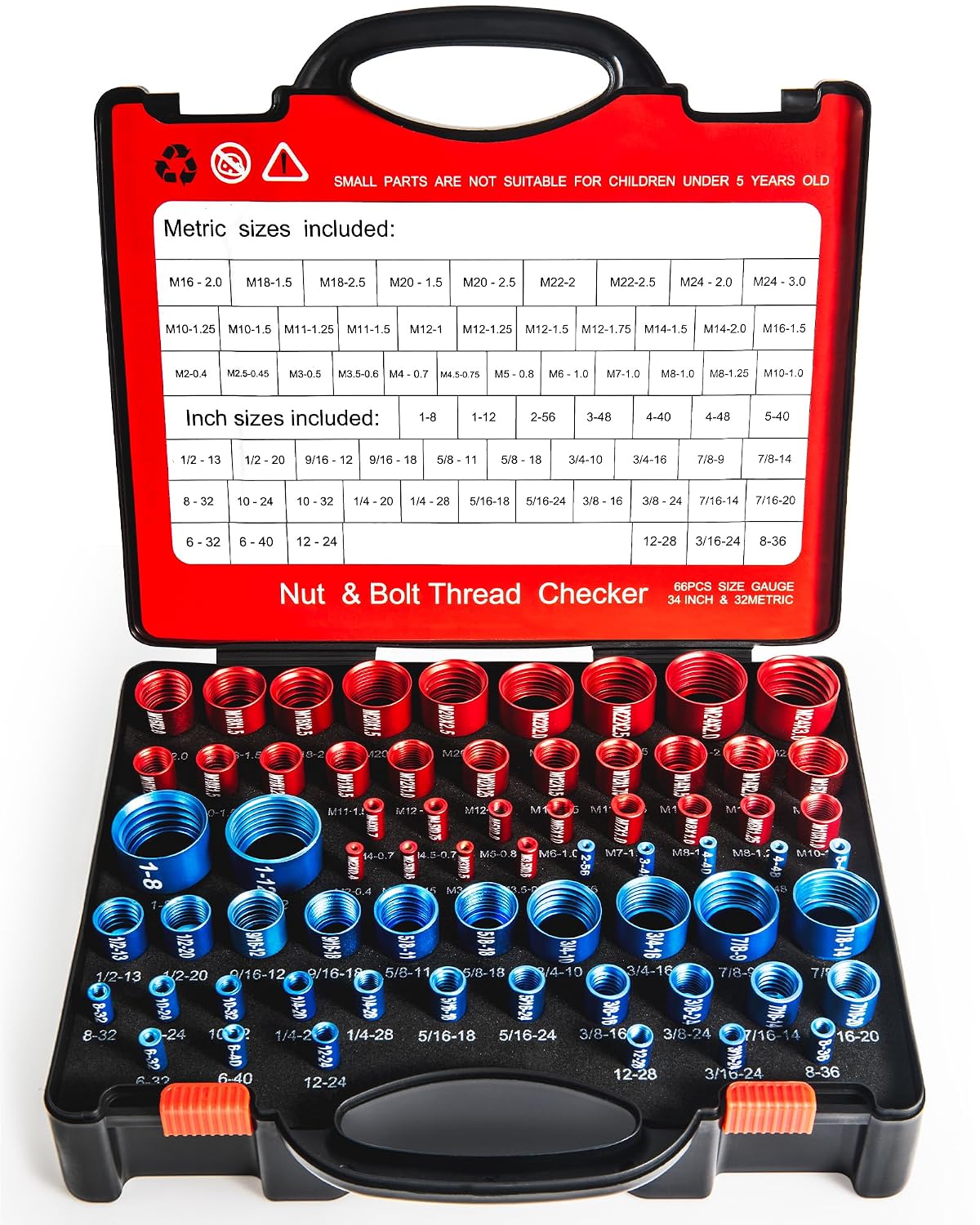 Detalle de Miucoguier 66-Piece Thread Checker Set, 34 SAE and 32 Metric Gauges