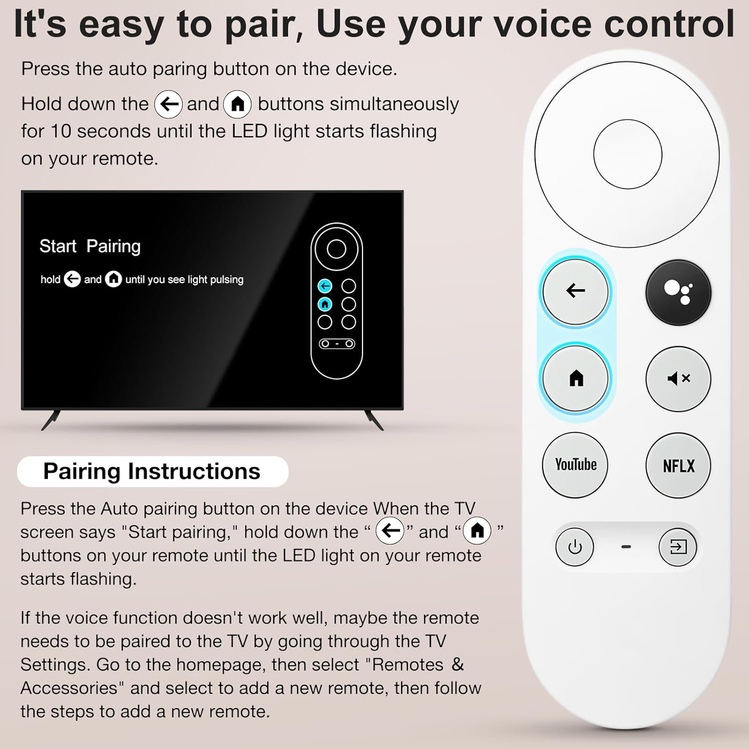 Thumbnail 3 de Voice Replacement Remote for Chromecast with Google TV (Snow) — G9N9N Voice Remote
