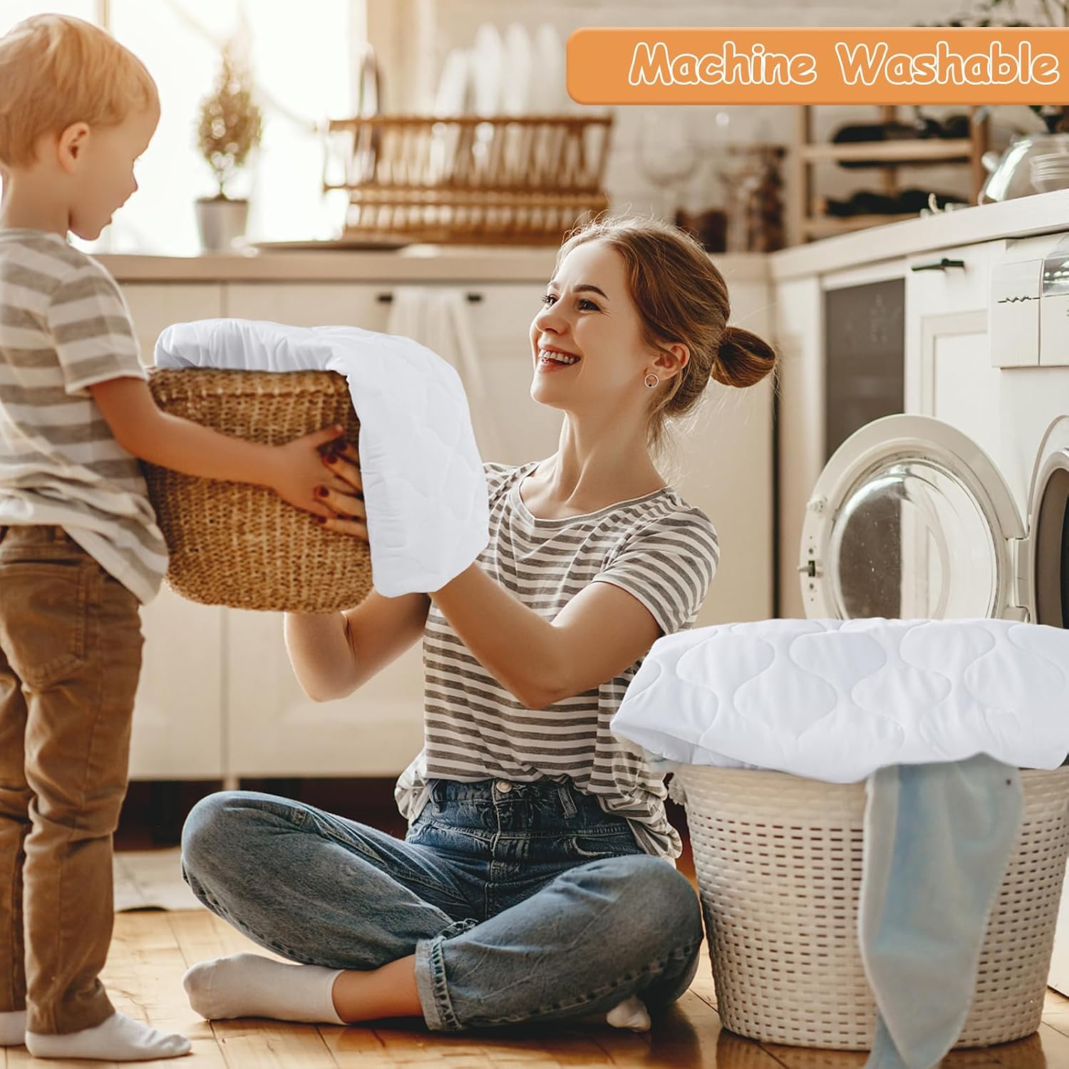 Detalle de Yoofoss Waterproof Crib Mattress Protector, 2-Pack, Quilted 52 x 28-Inch Covers