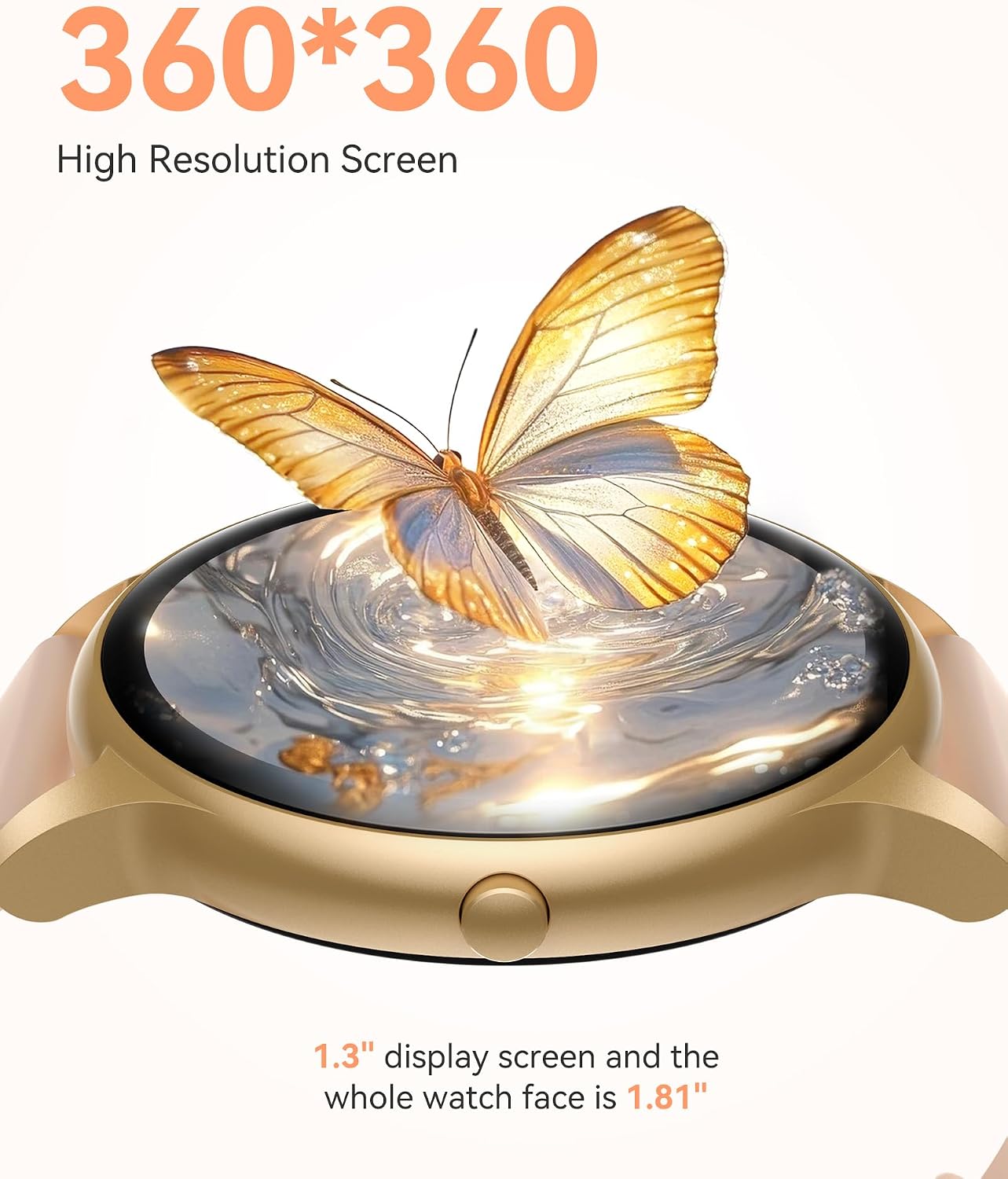 Detalle de AGPTEK Smart Watch for Women (SW2) in Rose Gold – Bluetooth 5.2 fitness & health tracker with 1.3" HD touchscreen