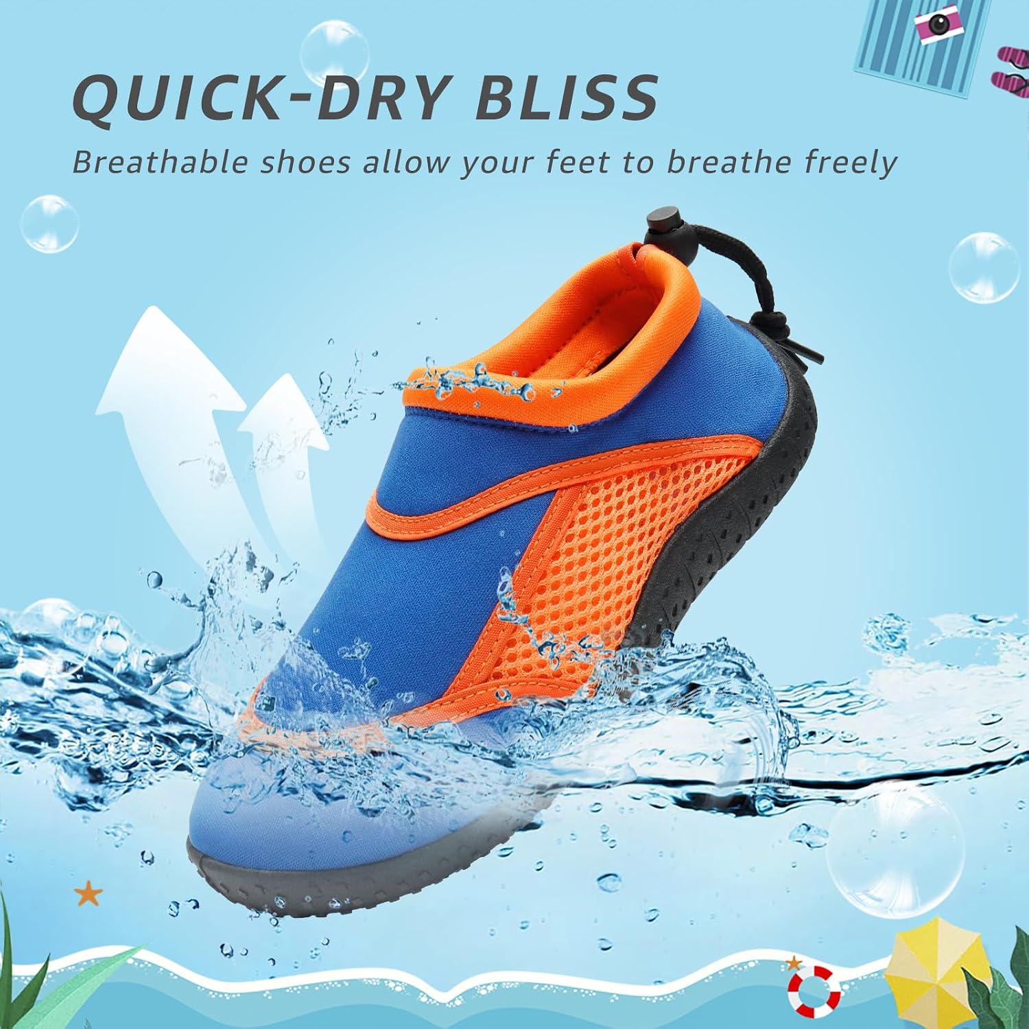 Detalle de HKR Kids Water Shoes Aqua Surf Knit – Quick-dry wet shoes for beach and pool