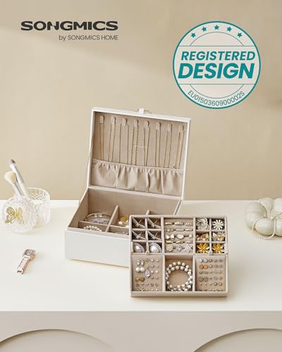 Detalle 2 de SONGMICS Boîte à Bijoux 2 Niveaux avec Poignée – élégance avec rangement réfléchi