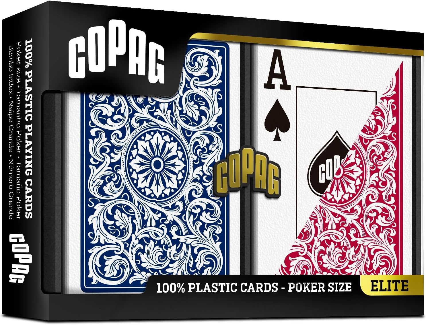 Thumbnail 1 de Copag 1546 Design – Jeu de Cartes à Jouer 100% Plastique, Taille Poker Jumbo Index (Rouge/Bleu) — 1 lot