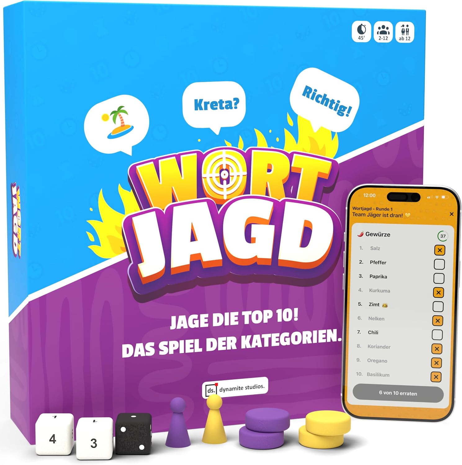 Detalle de Wortjagd – Jage die Top 10: Allgemeinwissen-Quiz für 2–12 Spieler