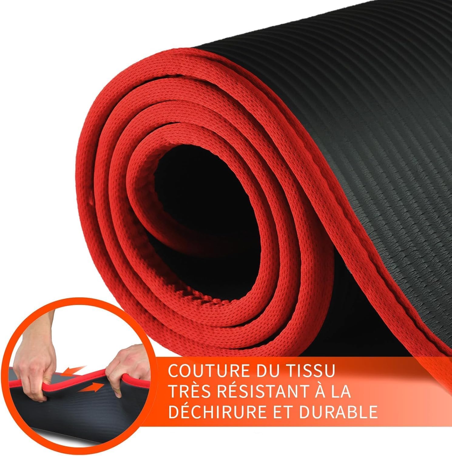 Detalle de DH FitLife tapis d’entraînement antidérapant en caoutchouc nitrile butadiène 183 x 61 x 1 cm