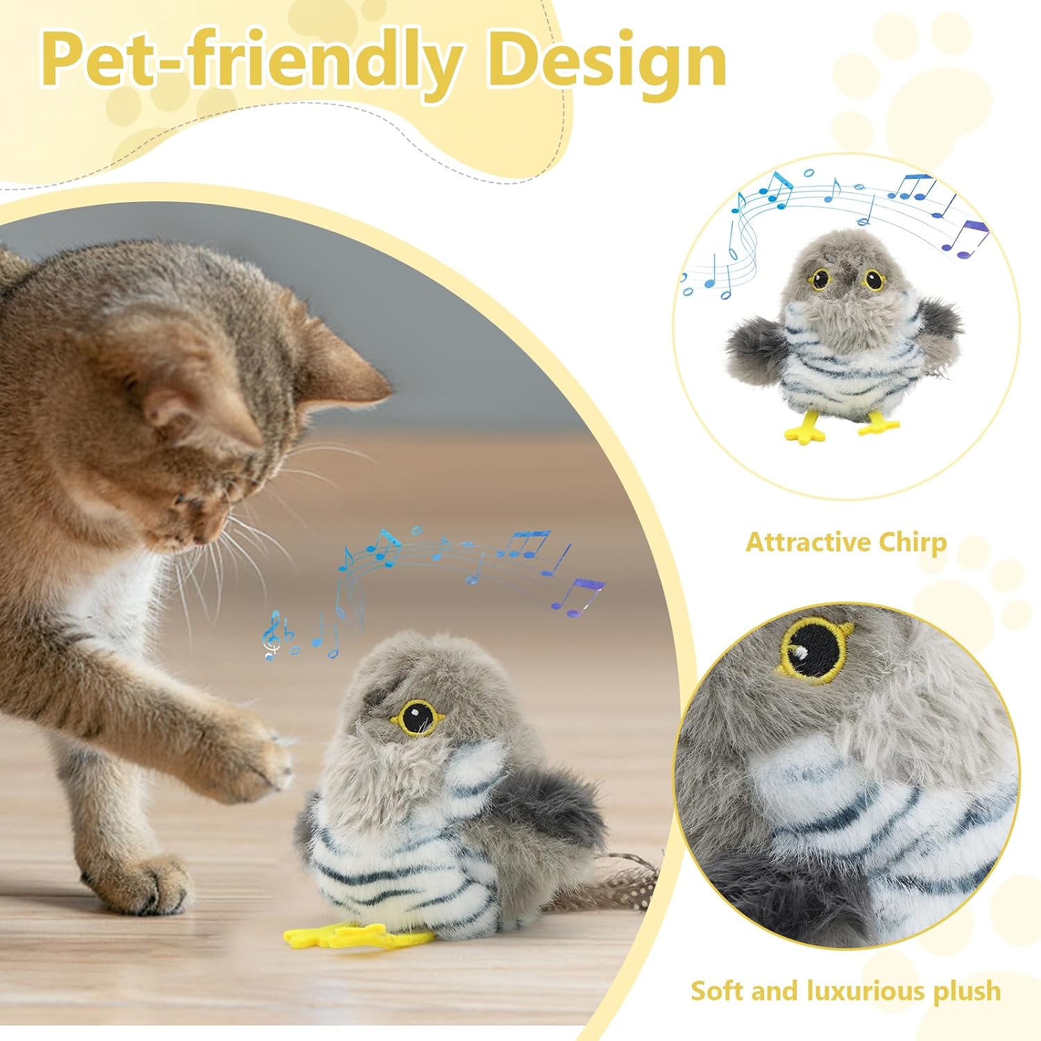 Thumbnail 4 de UKONWIT Flappy Bird Cat Toy: Interactive Chirping Bird with Catnip (Rechargeable, Ground Play)