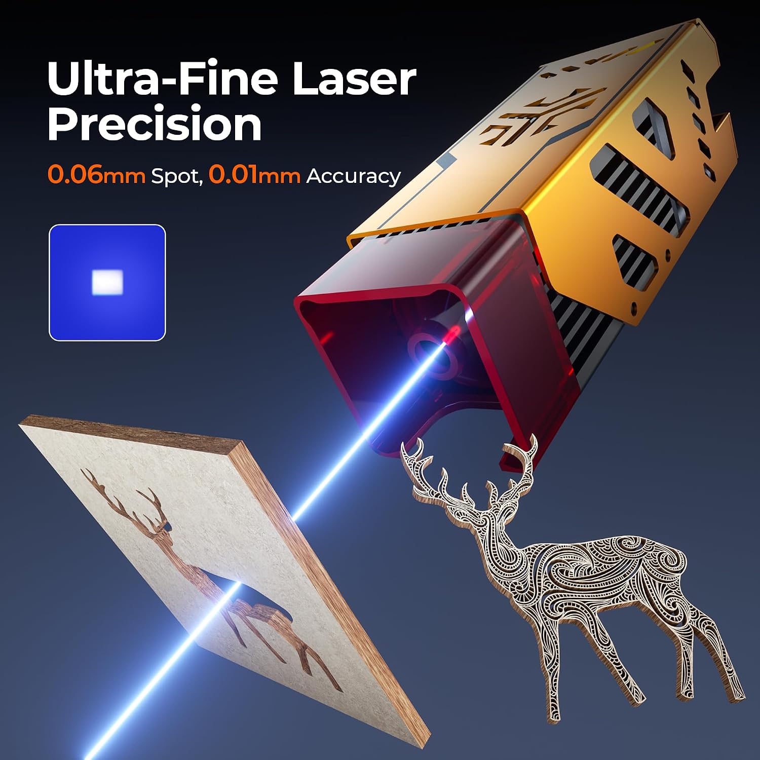 Detalle de ACMER P1 S Pro 6W Laser Engraver – Large 380x370mm Workspace with Wi‑Fi, Class 1 Safety