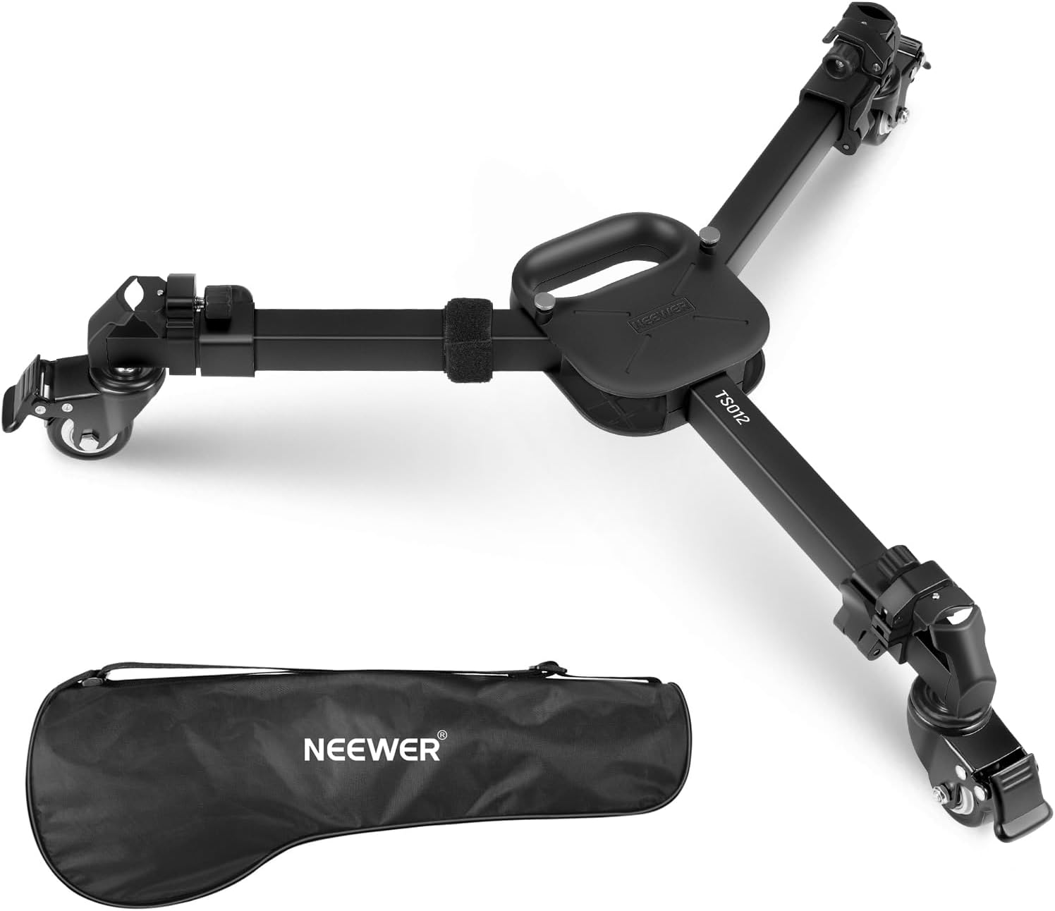 Neewer TS012 Photography Tripod Dolly with 3" Rubber Wheels, Quick Lock Release and Telescopic Legs