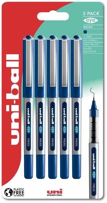 Detalle de uni-ball UB-150 Eye Blue 0.5mm Rollerball Pens (Pack of 5)