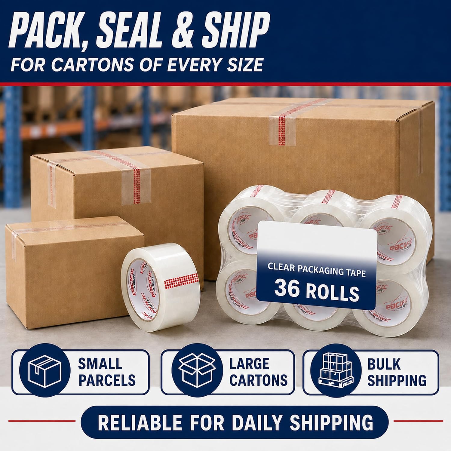 Thumbnail 6 de Pacific Mailer Clear Packing Tape, 2-Inch x 110-Yard, 2.0 Mil, 36 Rolls