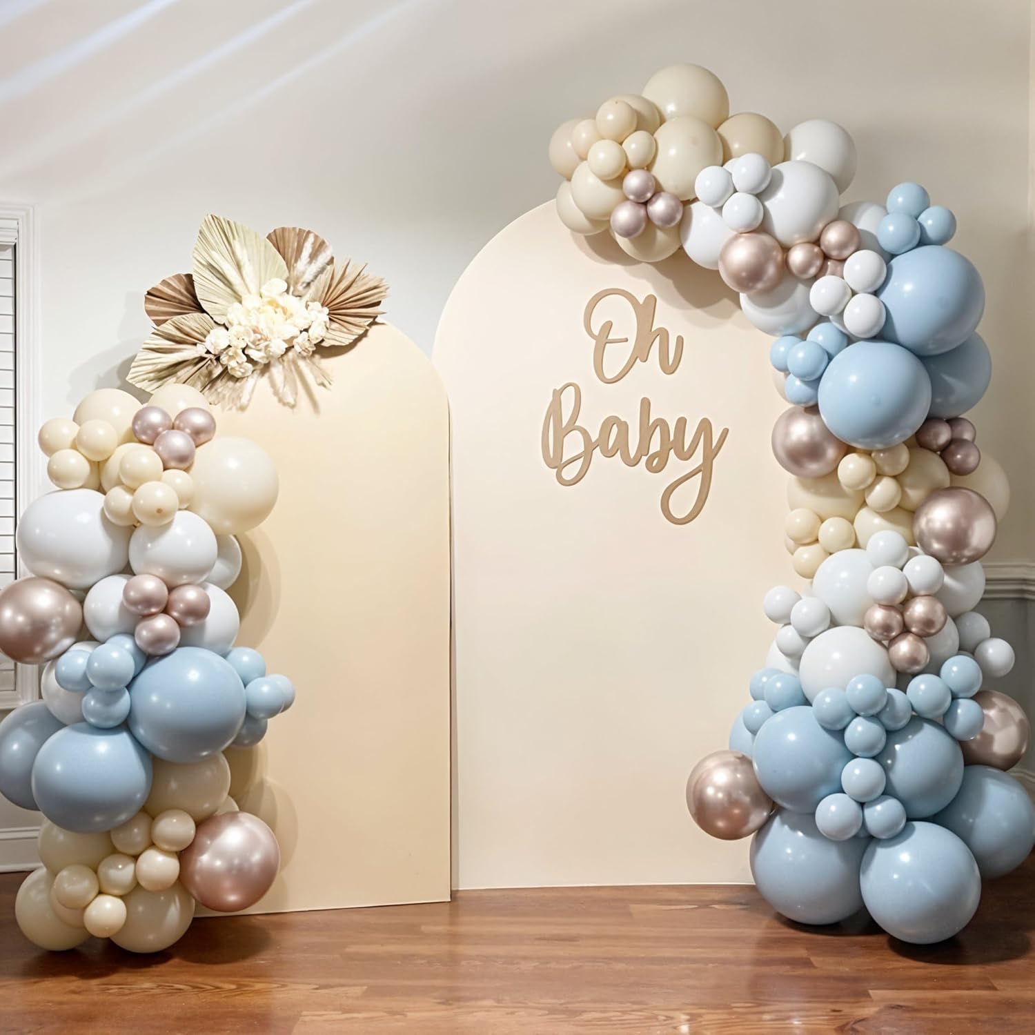 Detalle de HILAVO Dusty Blue & Gold Balloons — 60-Piece 12-Inch Set for Baby Showers, Weddings & More