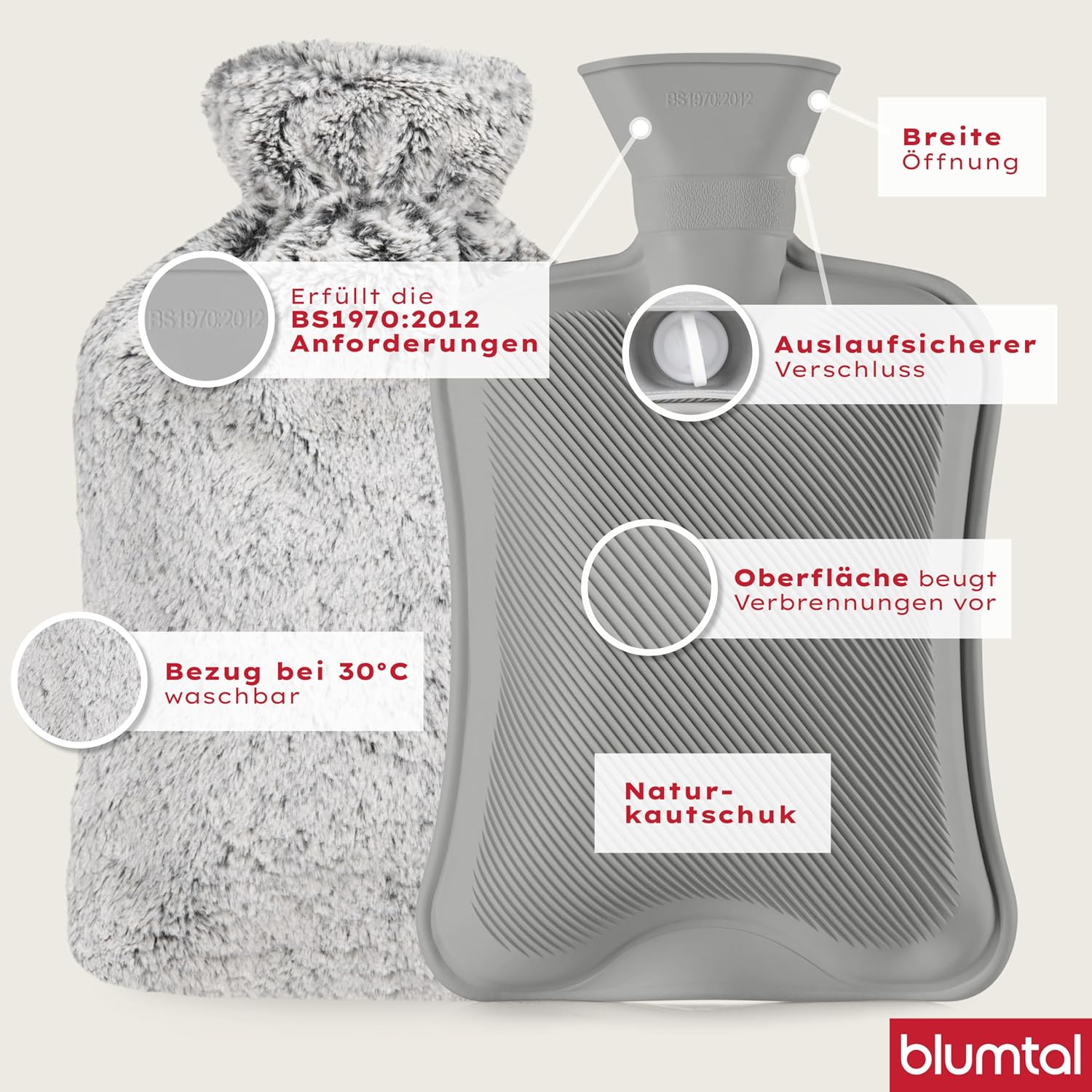Detalle 2 de Blumtal Premium Wärmflasche 1,5 L