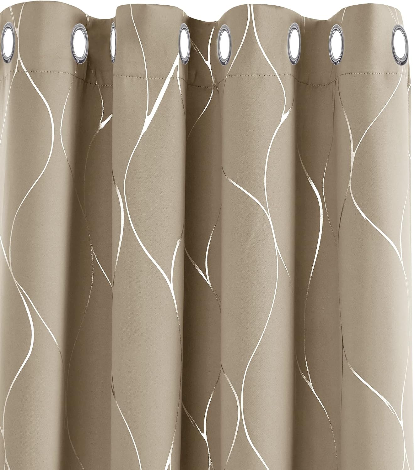 Thumbnail 6 de Deconovo Blackout Curtains – 2 Panels, 46 x 54 Inch, Thermal Insulated with Wave Foil Print (Black)