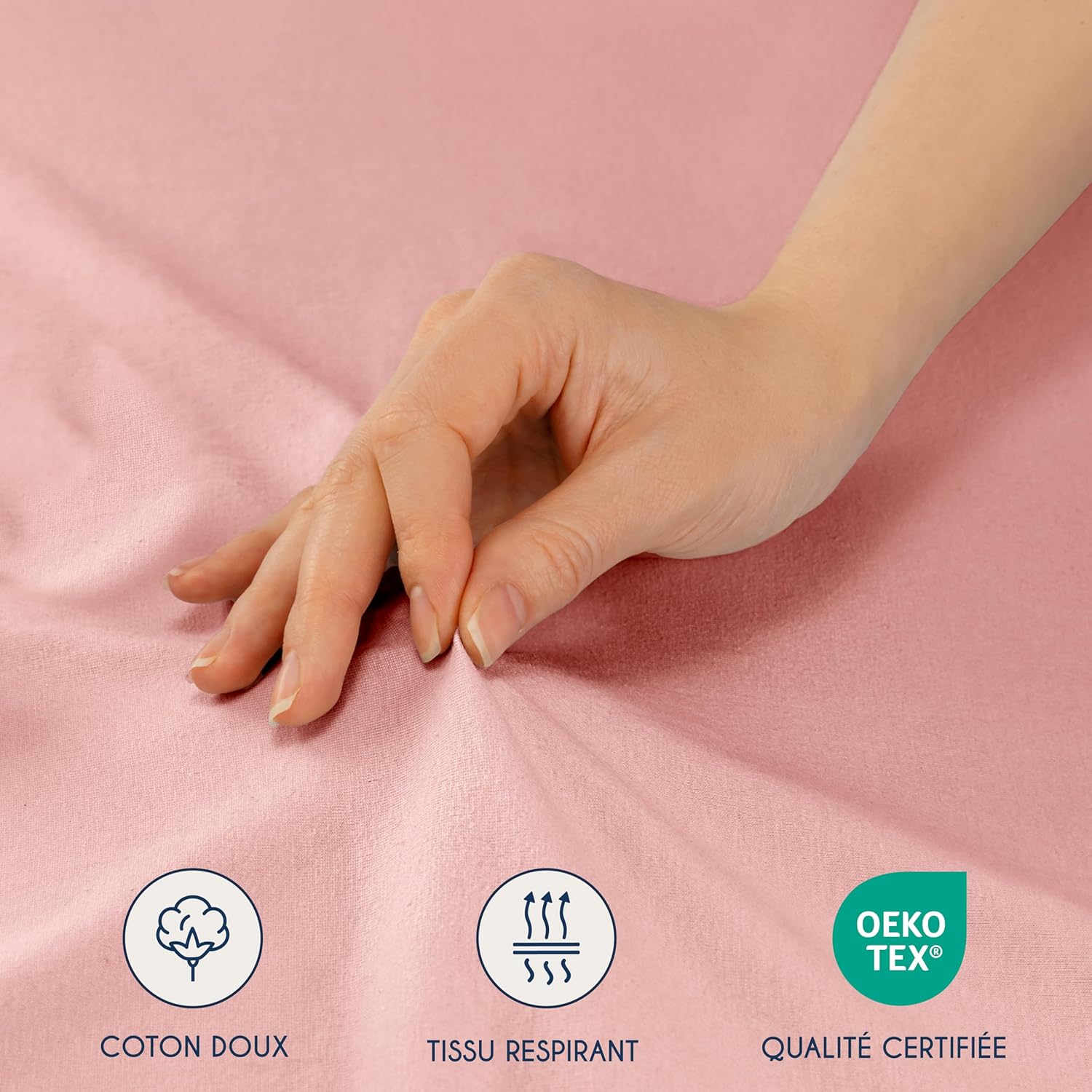 Thumbnail 4 de Dreamzie Drap Housse 90x190/200 – Jersey coton 100% certifié Oeko-Tex – Rose